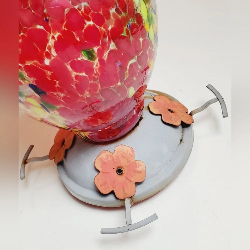 WOSIBO Handblown Art Glass Hanging Hummingbird BirdFeeder With Handbook